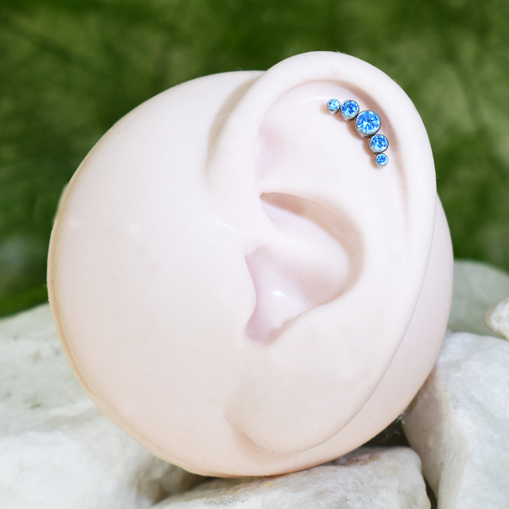 PIERCING LABRET CLÚSTER BRILLOS AZULES