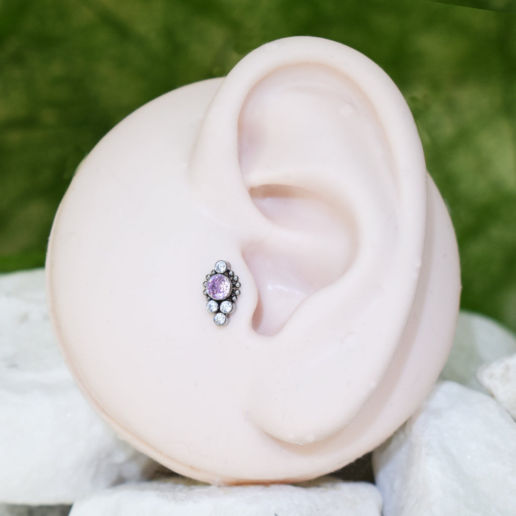 Piercing Labret Pin Circón Rosado