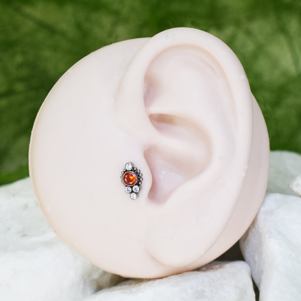 PIERCING LABRET PIN BRILLO ROJO