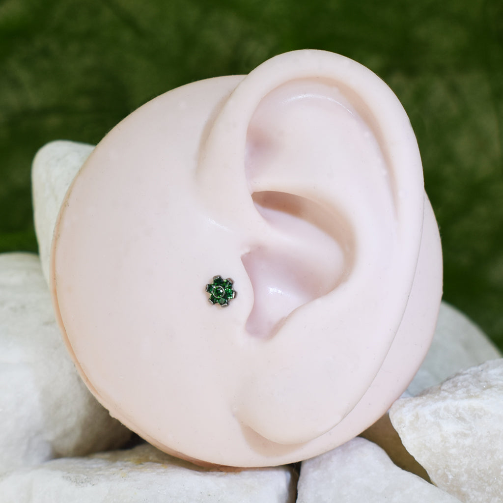 PIERCING LABRET FLOR VERDE
