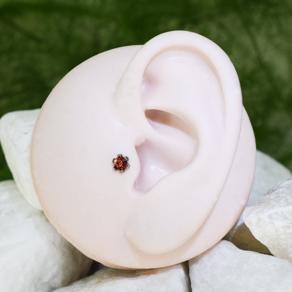 PIERCING LABRET FLOR ROJA
