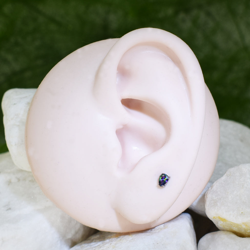 PIERCING LABRET LÁGRIMA VERDE AZUL MORADO