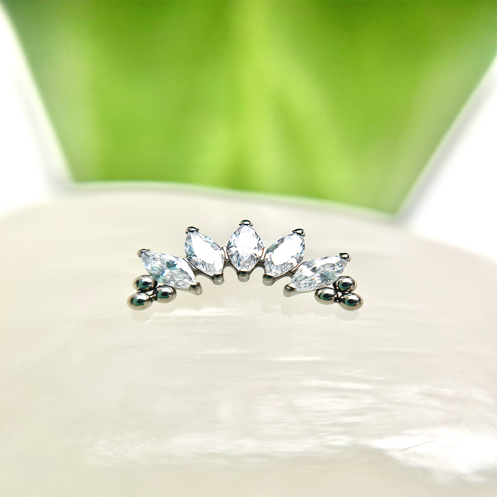 Piercing Clúster Con Ornamentos y Circones Blancos