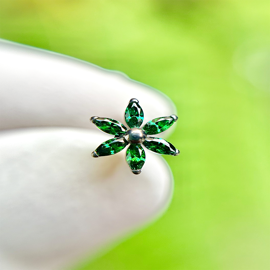 Piercing Flor Circones Verdes