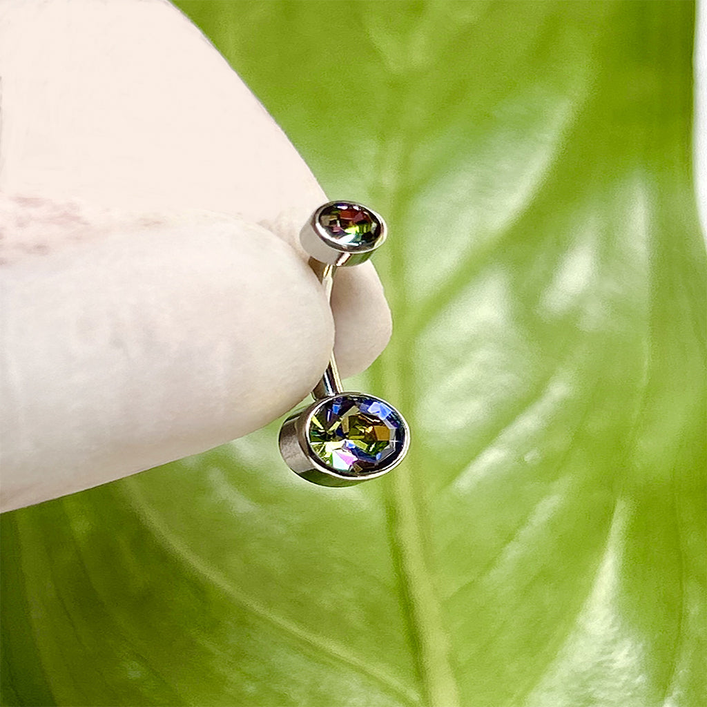 Piercing para ombligo con circones multicolor