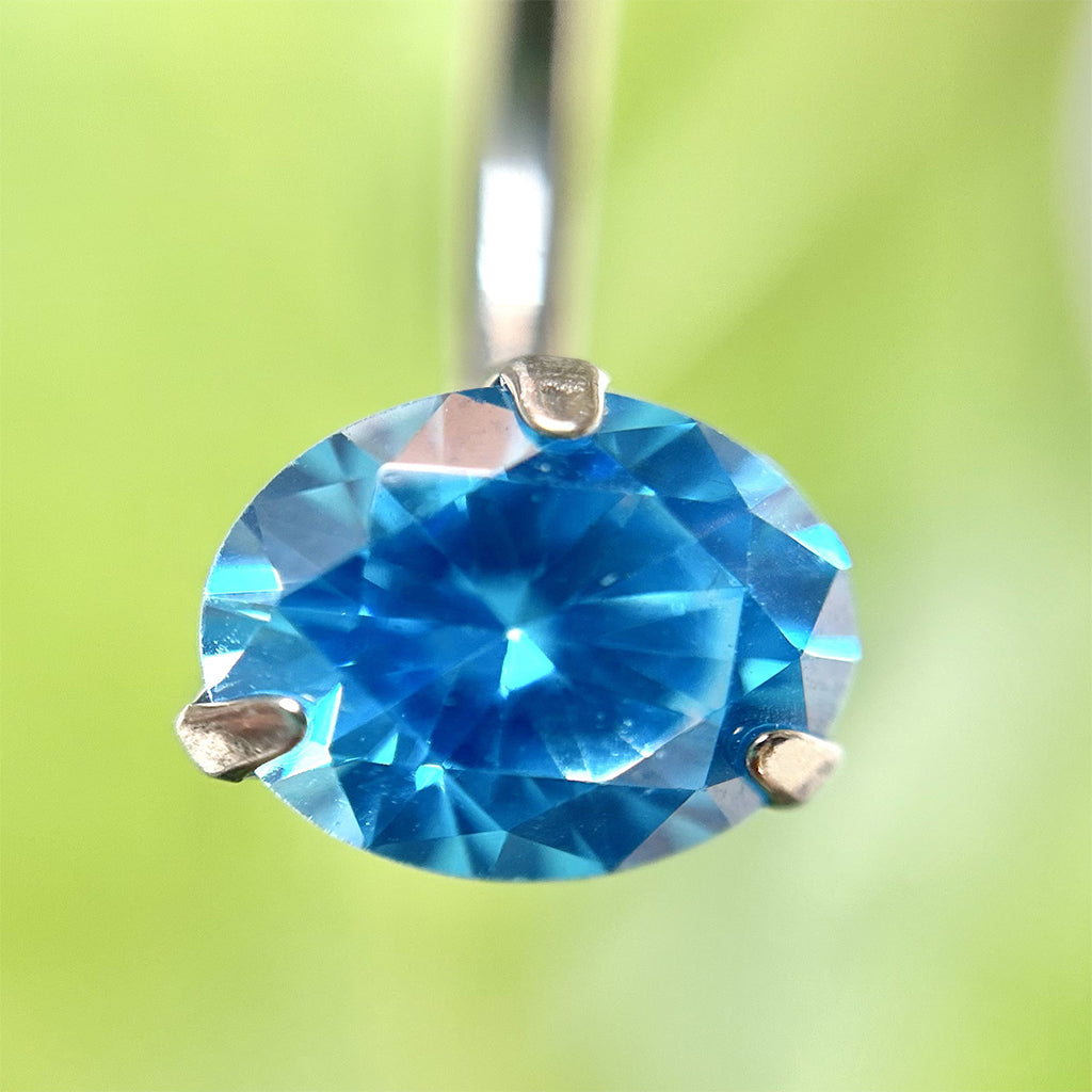 Piercing para ombligo con circones azules
