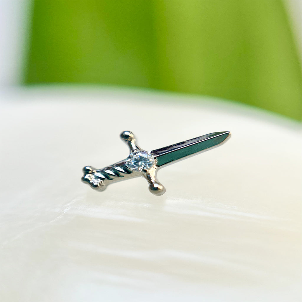 Piercing Daga Con Circón Blanco