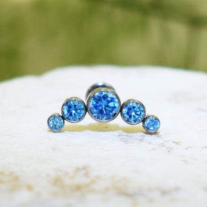 PIERCING LABRET CLÚSTER BRILLOS AZULES