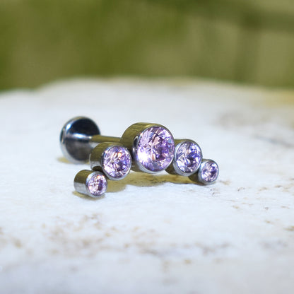 PIERCING LABRET CLÚSTER BRILLOS ROSADO