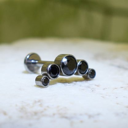 PIERCING LABRET CLÚSTER BRILLOS NEGRO