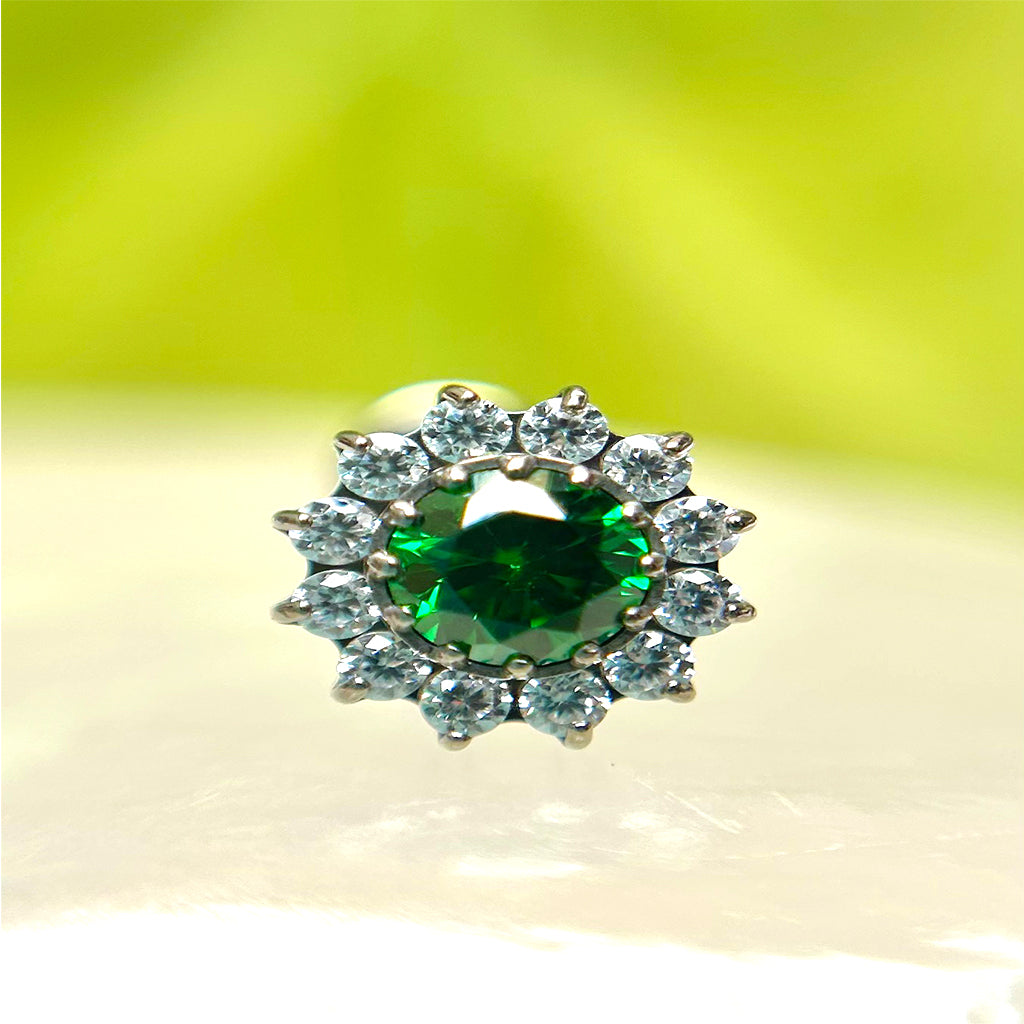 Piercing Corona Con Circones Verdes