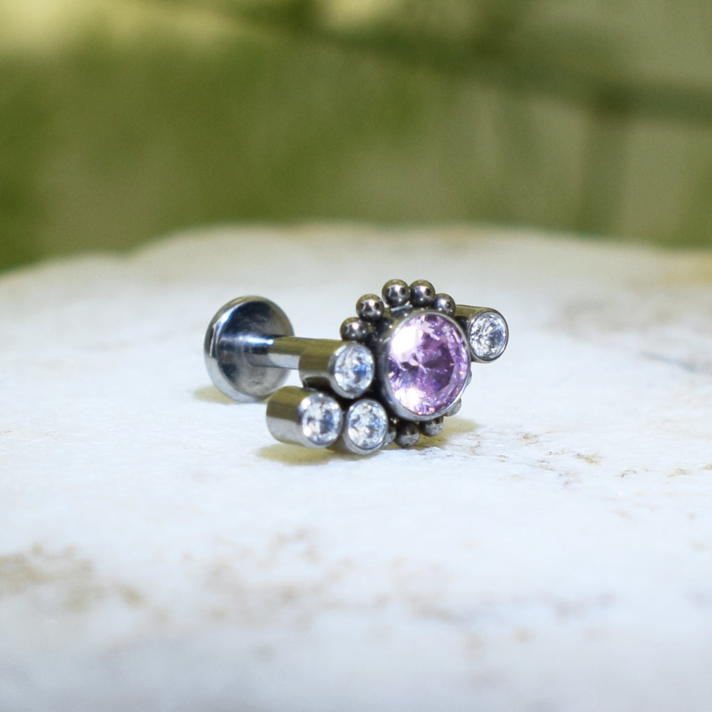 Piercing Labret Pin Circón Rosado