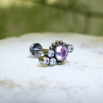 Piercing Labret Pin Circón Rosado