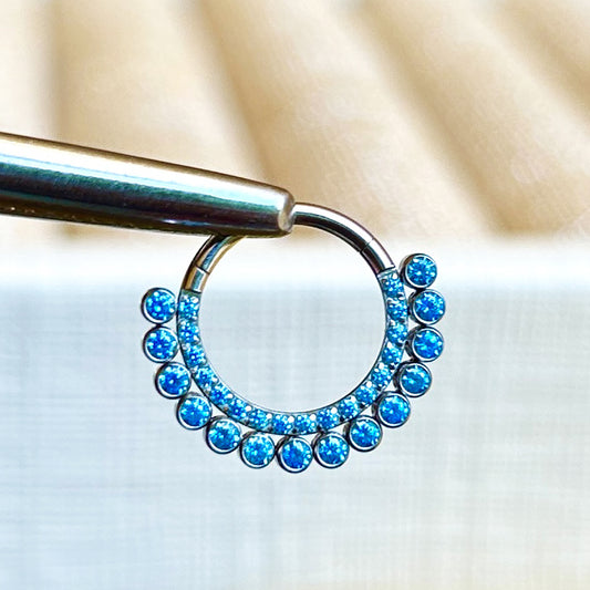 PIERCING ARO DOBLE BRILLOS AZULES