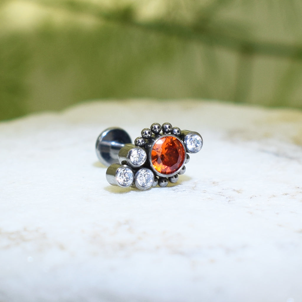 PIERCING LABRET PIN BRILLO ROJO