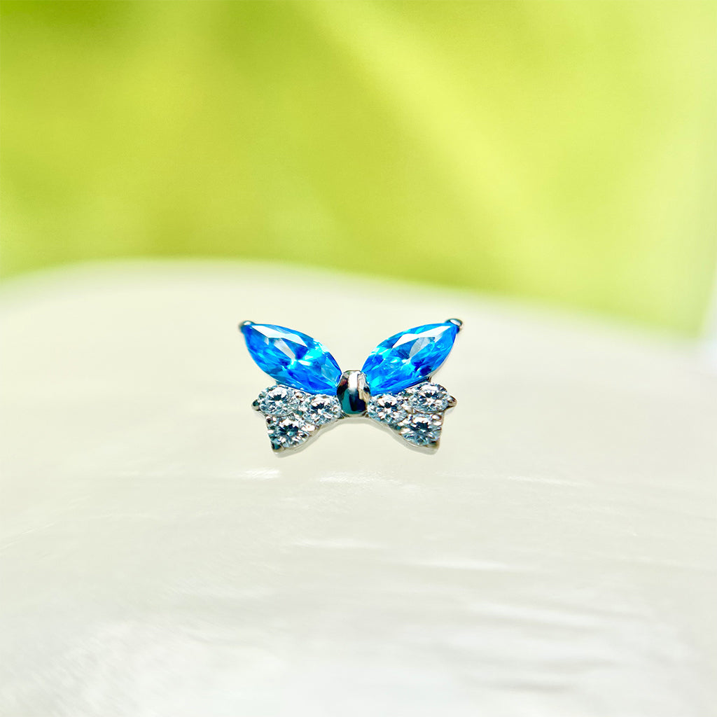 Piercing Mariposa Con Circón Azul