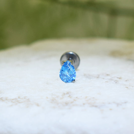 PIERCING LABRET LÁGRIMA AZUL