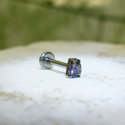 PIERCING LABRET LÁGRIMA VERDE AZUL MORADO