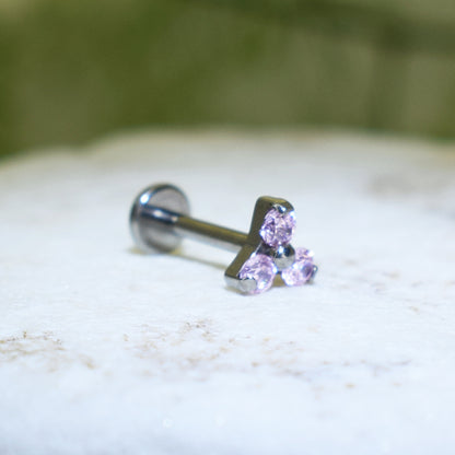 PIERCING LABRET TRINITY ROSADO