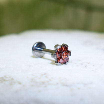 PIERCING LABRET FLOR ROJA