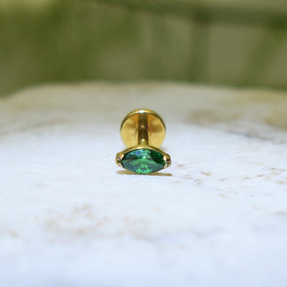 PIERCING LABRET OJO DE GATO VERDE