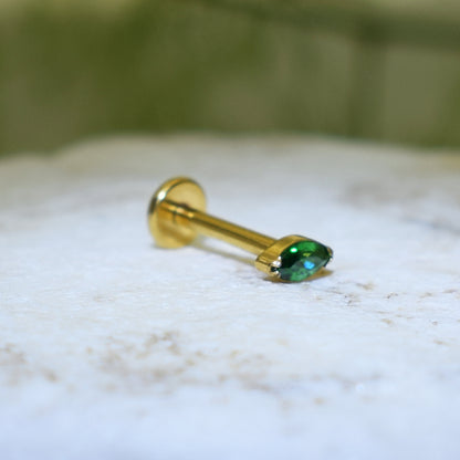 PIERCING LABRET OJO DE GATO VERDE