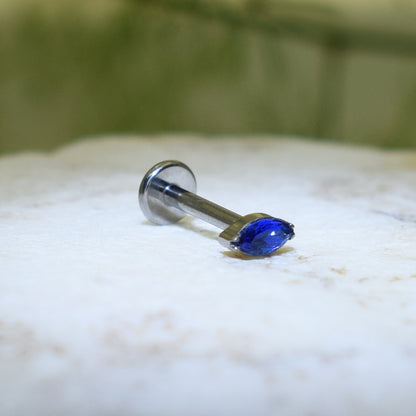 PIERCING LABRET OJO DE GATO AZUL REY