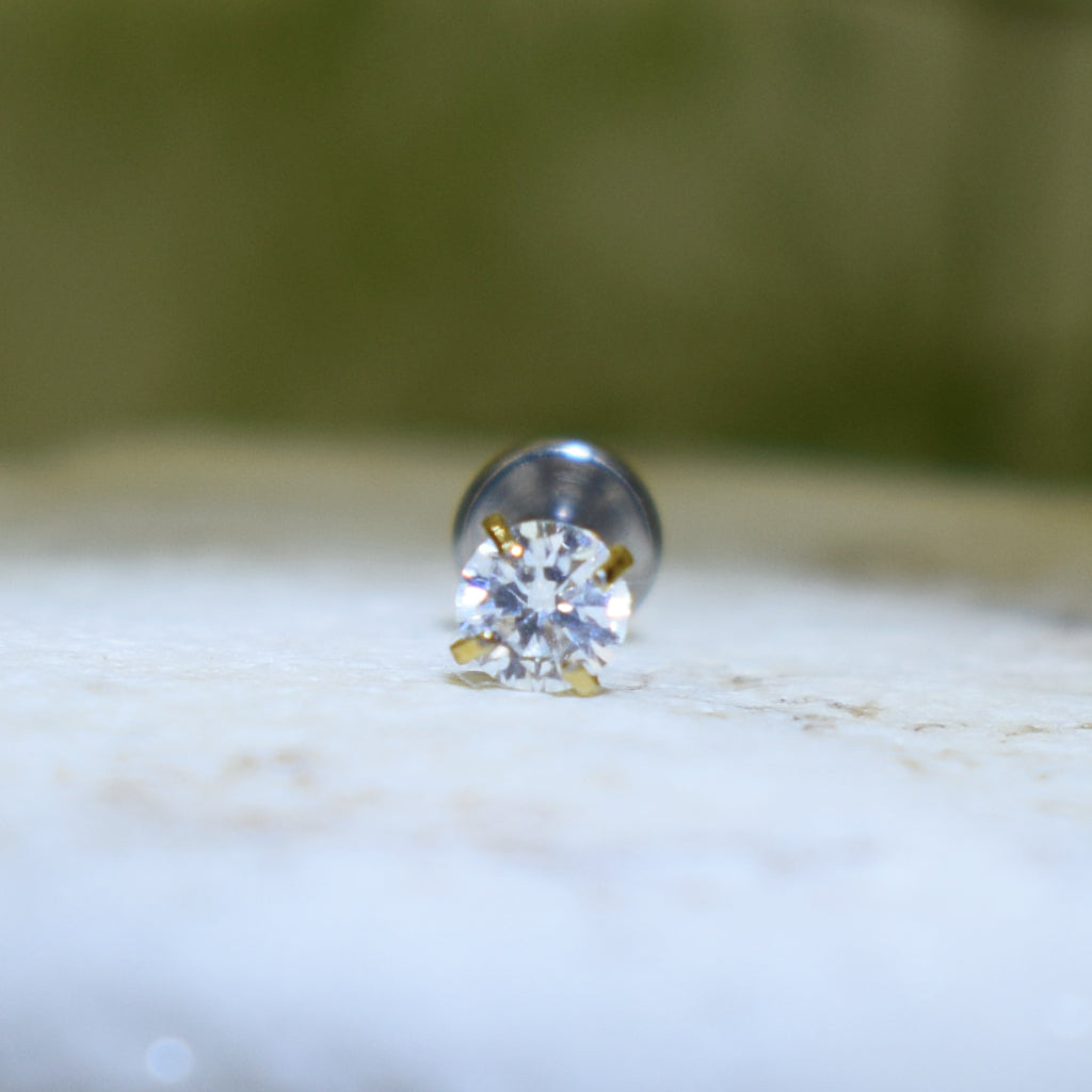 PIERCING LABRET BRILLO DORADO TIPO DIAMANTE