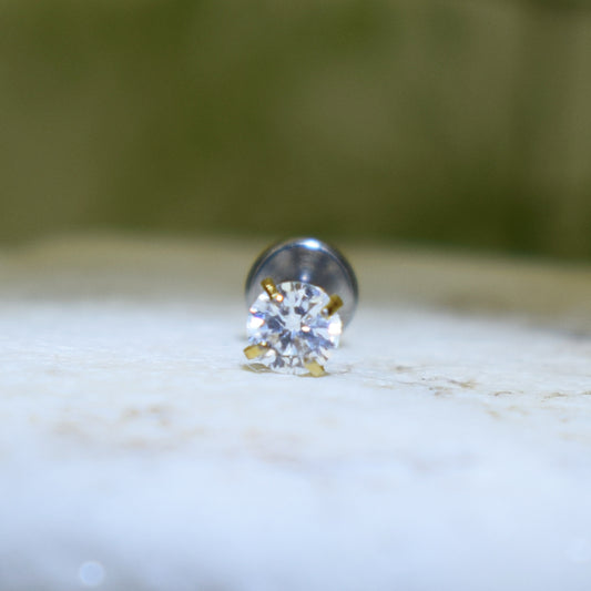 PIERCING LABRET BRILLO DORADO TIPO DIAMANTE