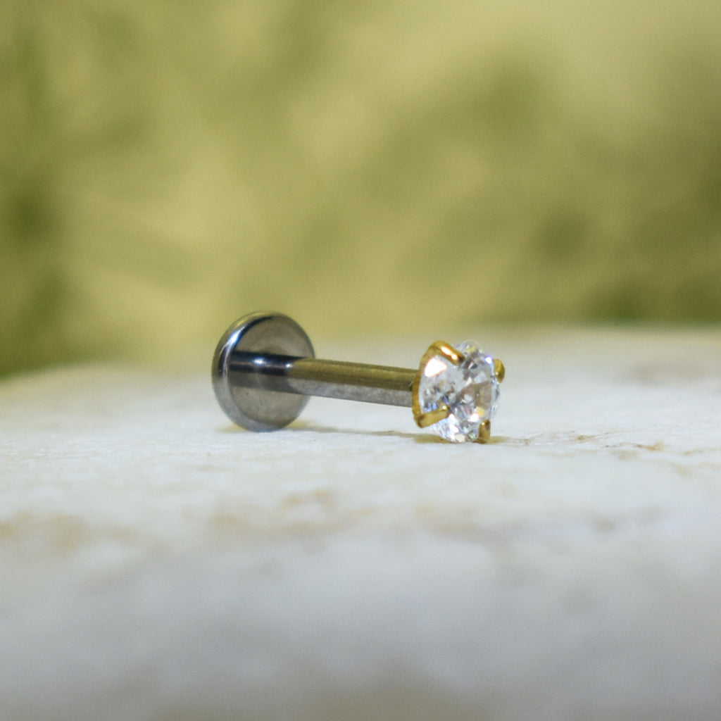 PIERCING LABRET BRILLO DORADO TIPO DIAMANTE