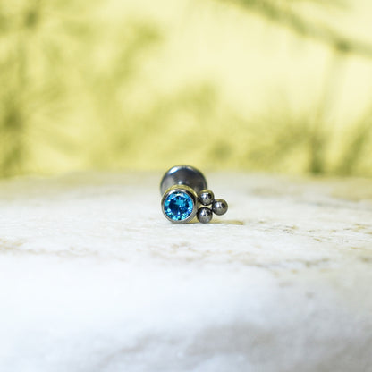 PIERCING LABRET BRILLO CELESTE REDONDO ORNAMENTOS