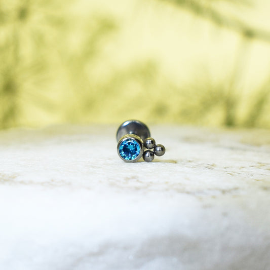 PIERCING LABRET BRILLO CELESTE REDONDO ORNAMENTOS