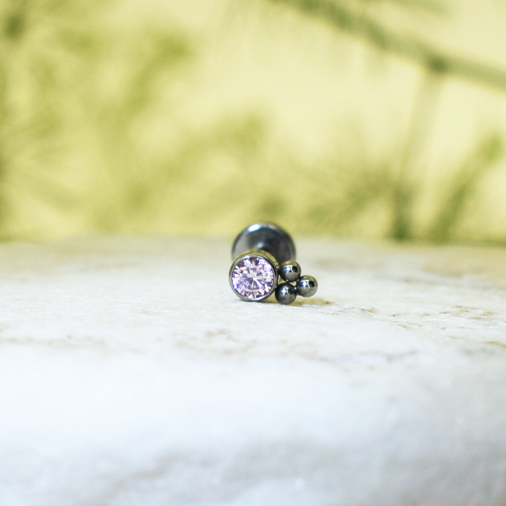 PIERCING LABRET BRILLO ROSADO ORNAMENTOS