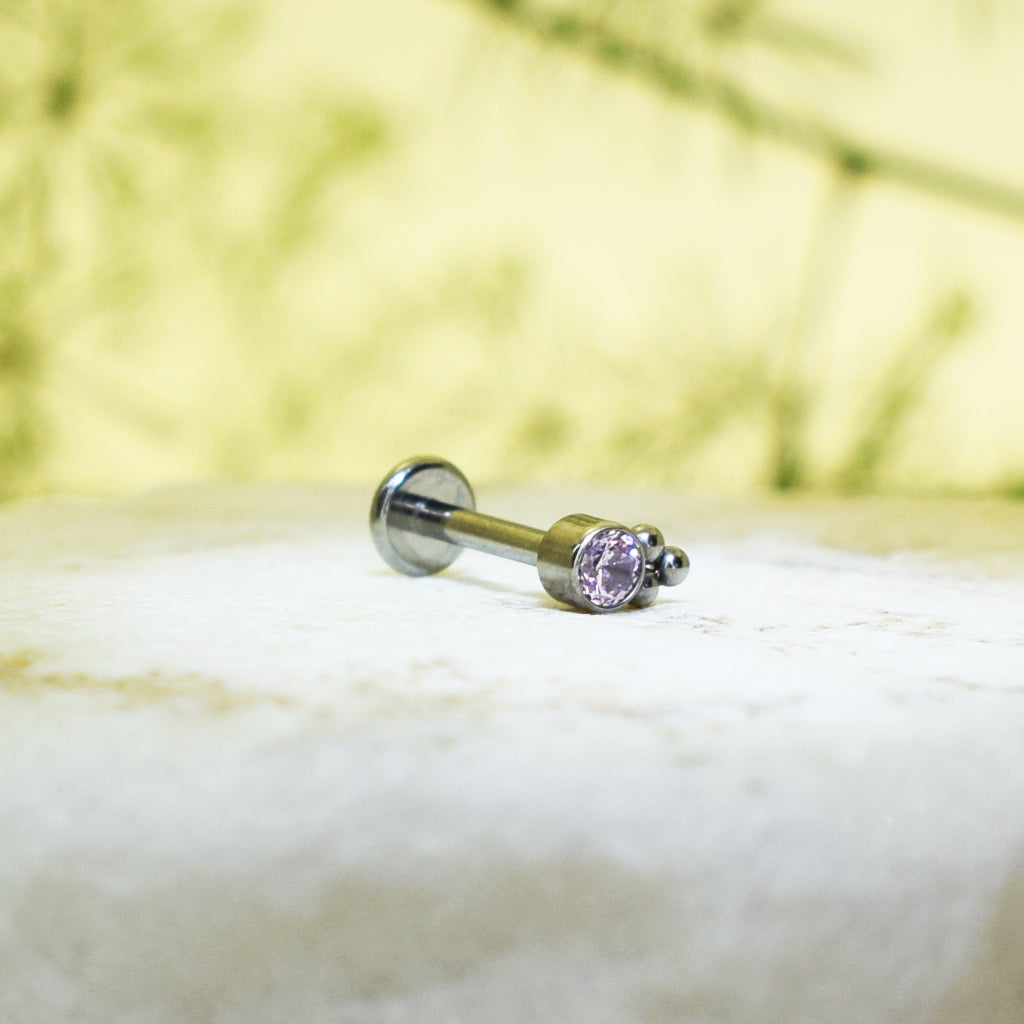 PIERCING LABRET BRILLO ROSADO ORNAMENTOS