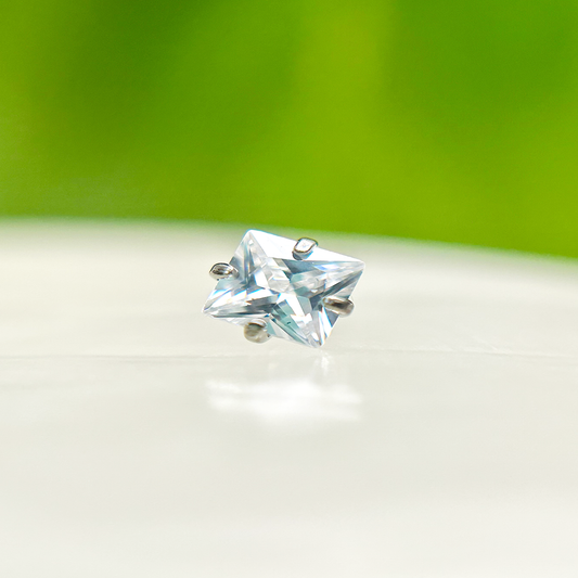 Piercing Circón Blanco Cuadrado