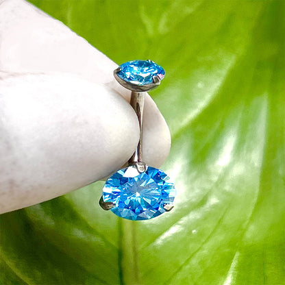Piercing para ombligo con circones azules