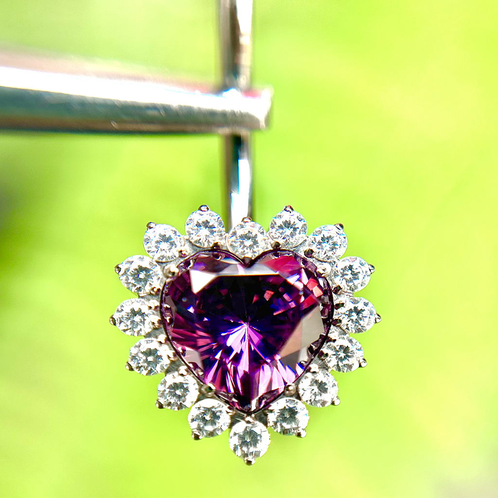 Piercing Ombligo Corazón Con Circón Morado