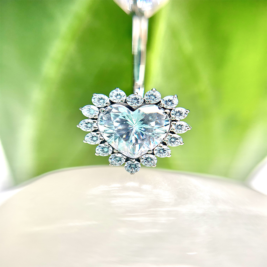 Piercing Ombligo Corazón Con Circón Blanco