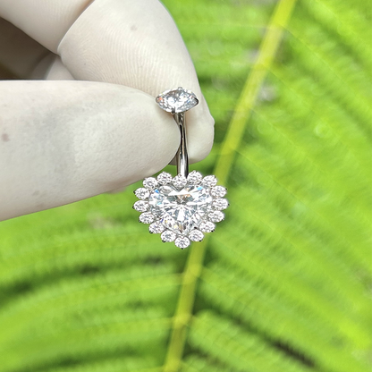 Piercing Ombligo Corazón Con Circón Blanco