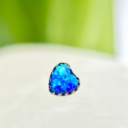 Piercing de Ópalo Azul en Forma de Corazón