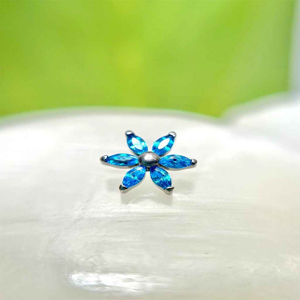 Piercing Flor Con Circones Azules