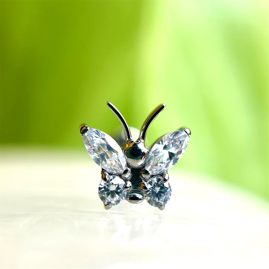 Piercing Mariposa Con Circón Blanco