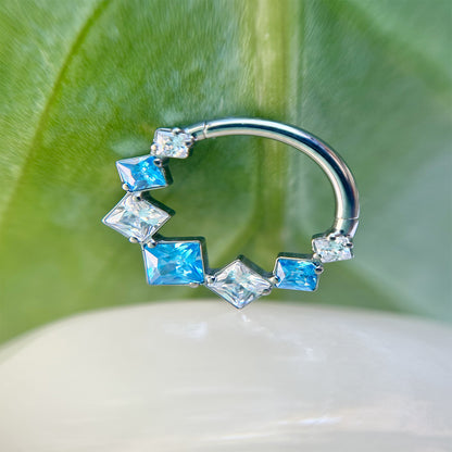 Piercing Aro Rombo Azul y Blanco