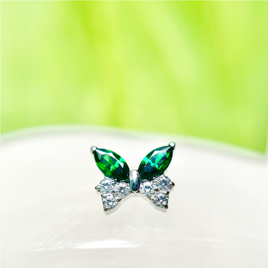 Piercing Mariposa Con Circones Verdes y Blancos