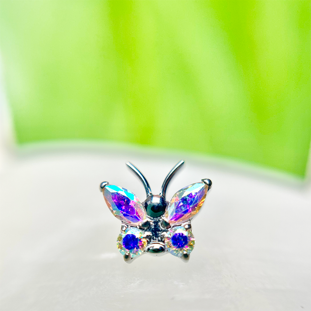 Piercing Mariposa Con Circones Multicolor