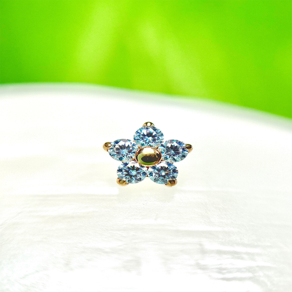 Piercing Flor Con Circón Blanco