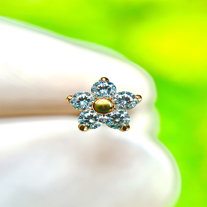 Piercing Flor Con Circón Blanco