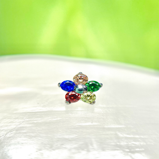 Piercing Flor Con Circones Multicolor