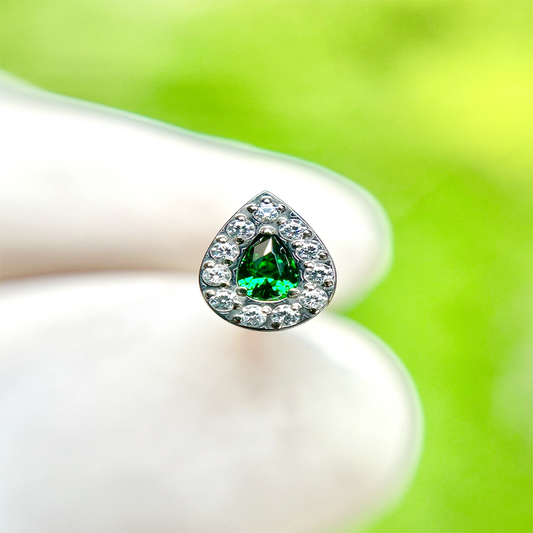 Piercing Gota Con Circones Verdes y Blancos