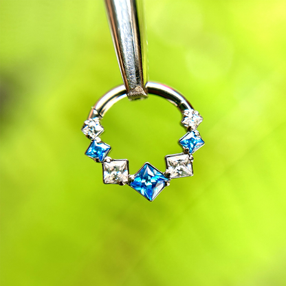 Piercing Aro Rombo Azul y Blanco